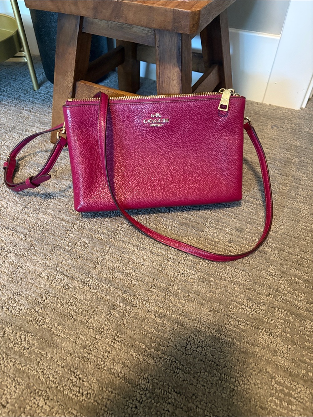 Coach Pebbled Leather Crossbody in Magenta